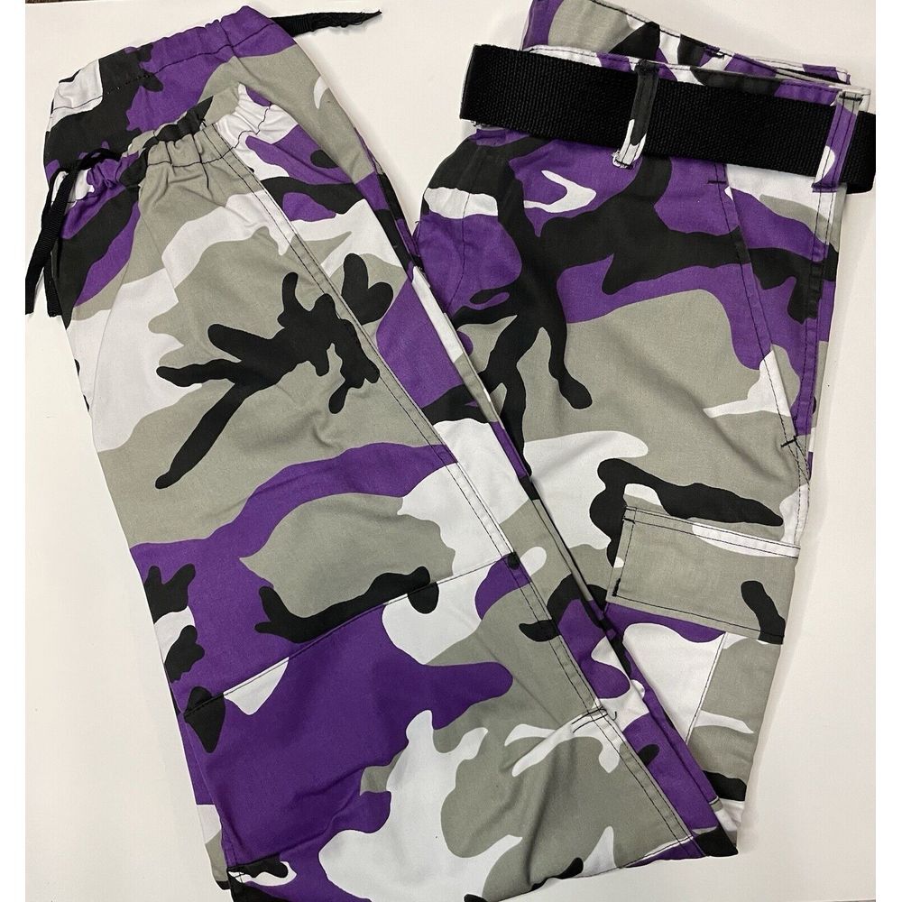 New Purple Camo & White City Camo Two Tone Fashion Icon BDU Cargo Pants Trousers